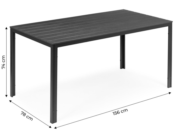 Homelux Masă de grădină cu 6 locuri 156x78 cm, mobilier de terasă Polywood, gri [8]