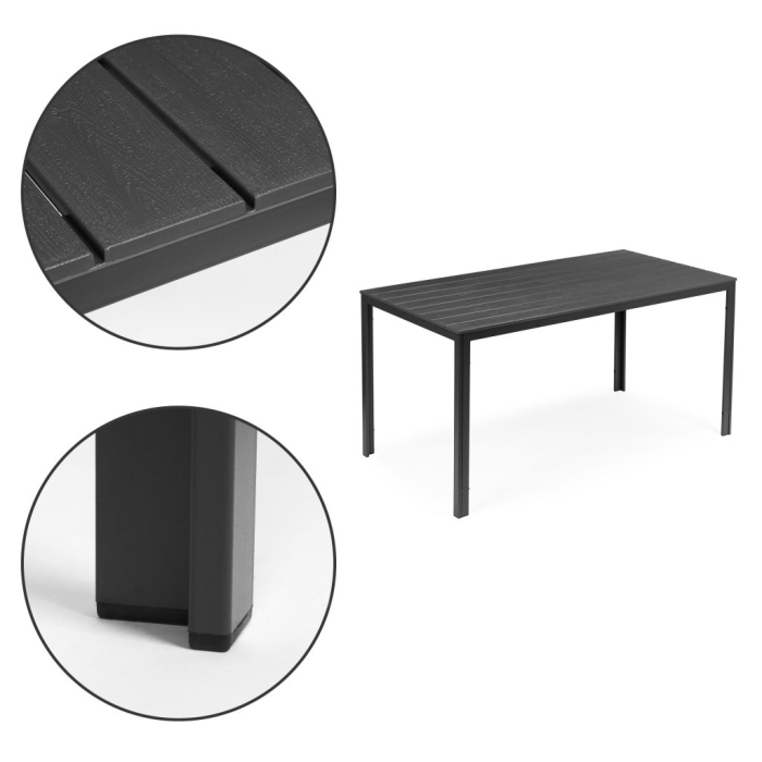 Homelux Masă de grădină cu 6 locuri 156x78 cm, mobilier de terasă Polywood, gri [9]