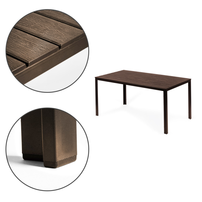 Homelux Masă de grădină cu 6 locuri 156x78 cm, mobilier de terasă Polywood, maro [8]