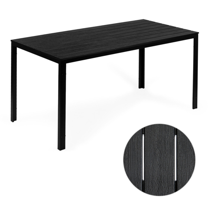 Homelux Masă de grădină cu 6 locuri 156x78 cm, mobilier de terasă Polywood, negru [8]