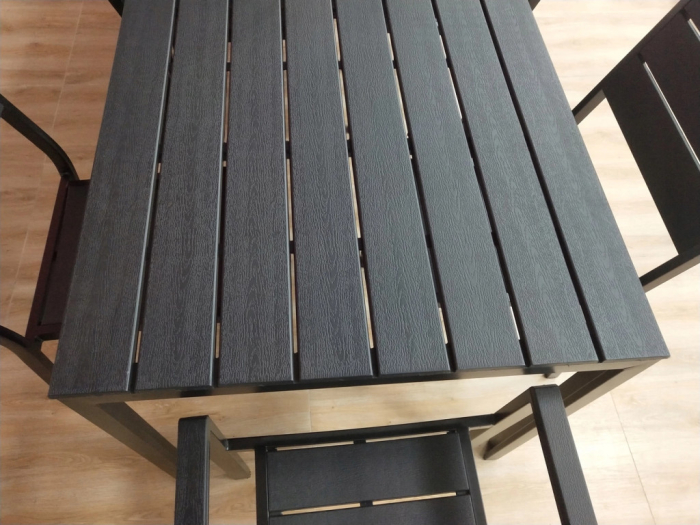 Homelux Masă de grădină cu 6 locuri 156x78 cm, mobilier de terasă Polywood, negru [2]