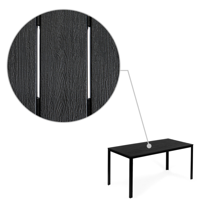 Homelux Masă de grădină cu 6 locuri 156x78 cm, mobilier de terasă Polywood, negru [6]