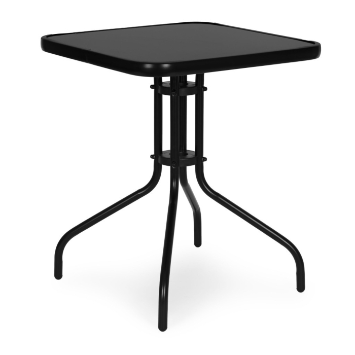 Homelux Masă de grădină cu cadru metalic 60x60 cm sticlă călită, negru [6]