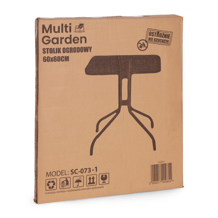 Homelux Masă de grădină cu cadru metalic 60x60 cm sticlă călită, negru [8]