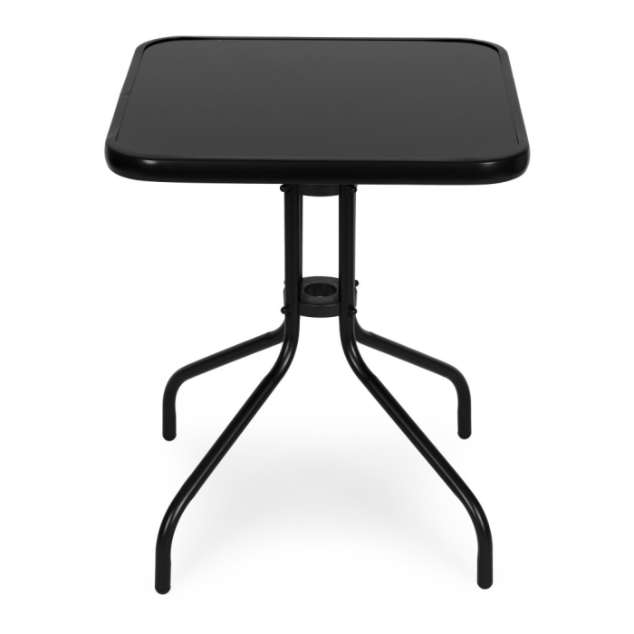 Homelux Masă de grădină cu cadru metalic 60x60 cm sticlă călită, negru [5]