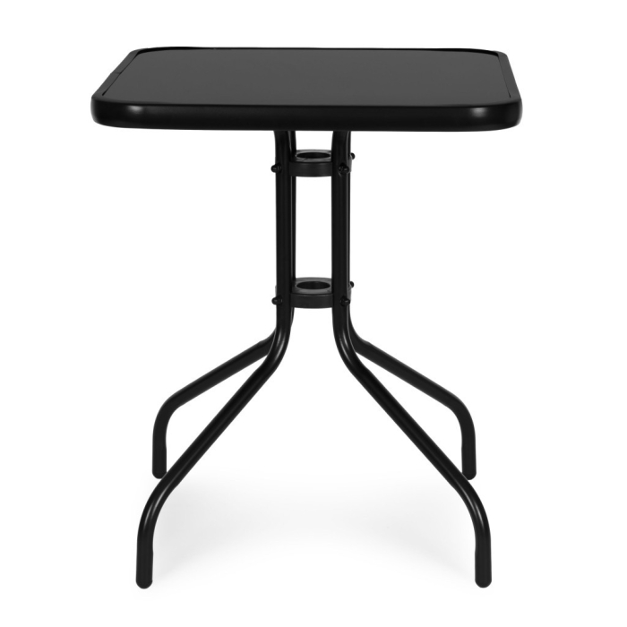 Homelux Masă de grădină cu cadru metalic 60x60 cm sticlă călită, negru [4]