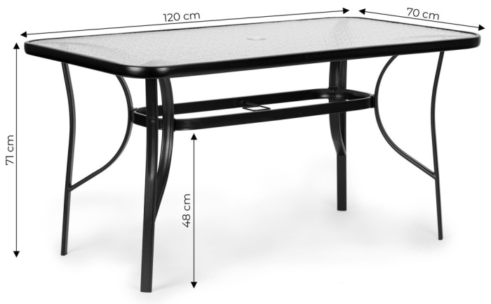 Homelux Masă de grădină din sticlă cu cadru metalic 120x70 cm [6]