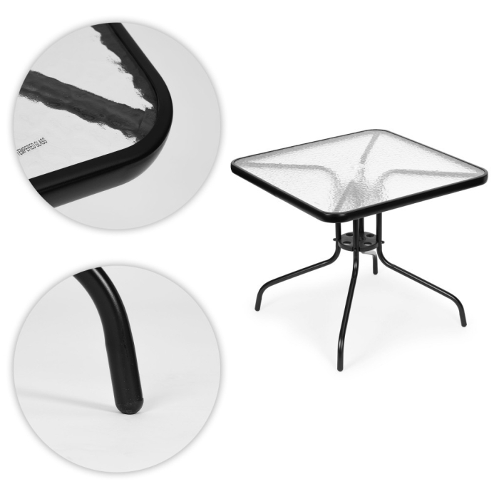 Homelux Masă de grădină din sticlă cu cadru metalic 80x80 cm [4]