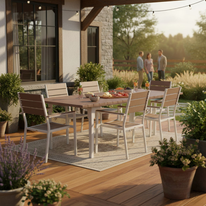 Homelux Masă de grădină extensibilă 180-240 cm pentru 12 persoane, bej [2]