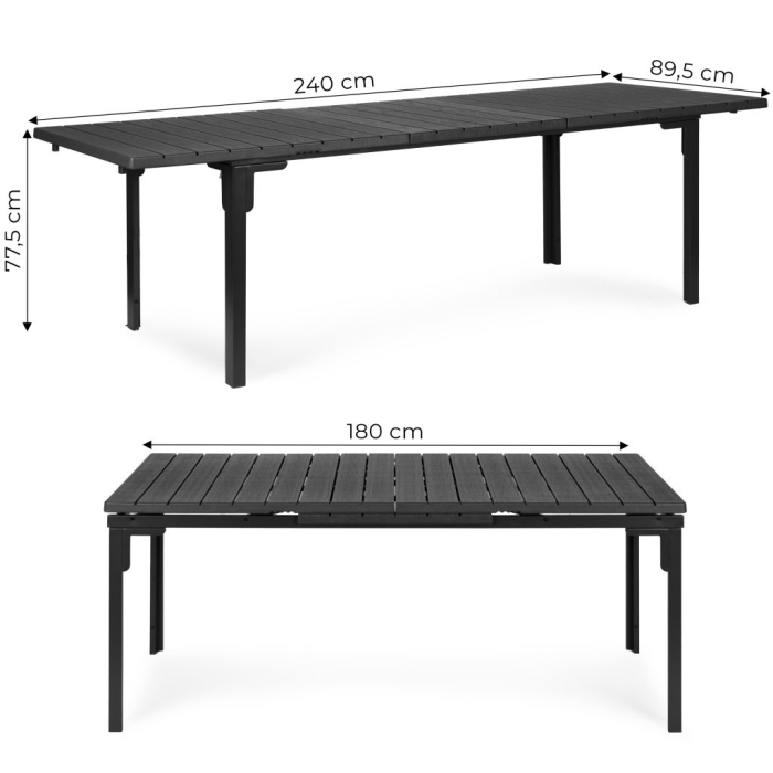 Homelux Masă de grădină extensibilă 180-240 cm pentru 12 persoane, gri [10]