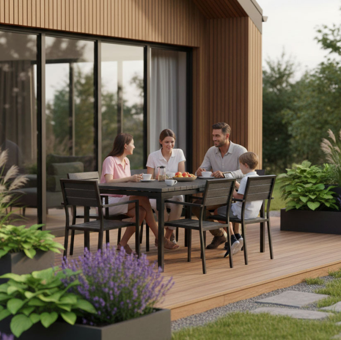 Homelux Masă de grădină extensibilă 180-240 cm pentru 12 persoane, gri [2]