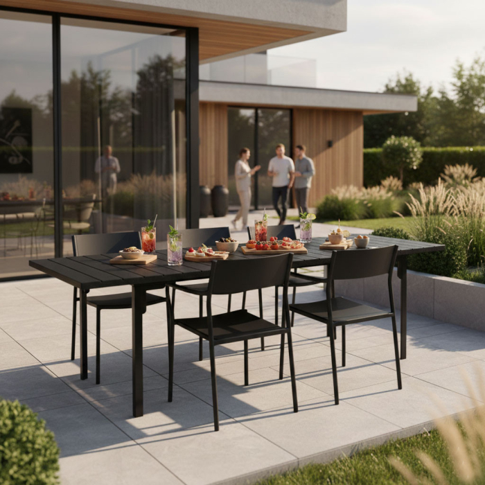 Homelux Masă de grădină extensibilă 180-240 cm pentru 12 persoane, negru [2]