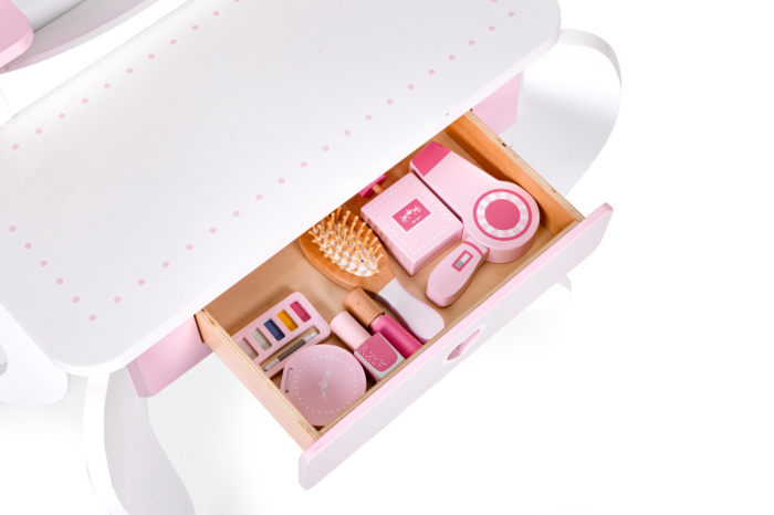 Homelux Masă de toaletă pentru copii cu oglindă, scaun și 7 accesorii [8]