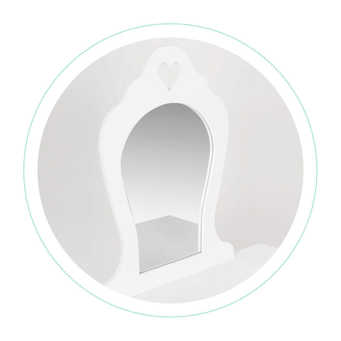 Homelux Masă de toaletă pentru copii din lemn cu oglindă albă [3]