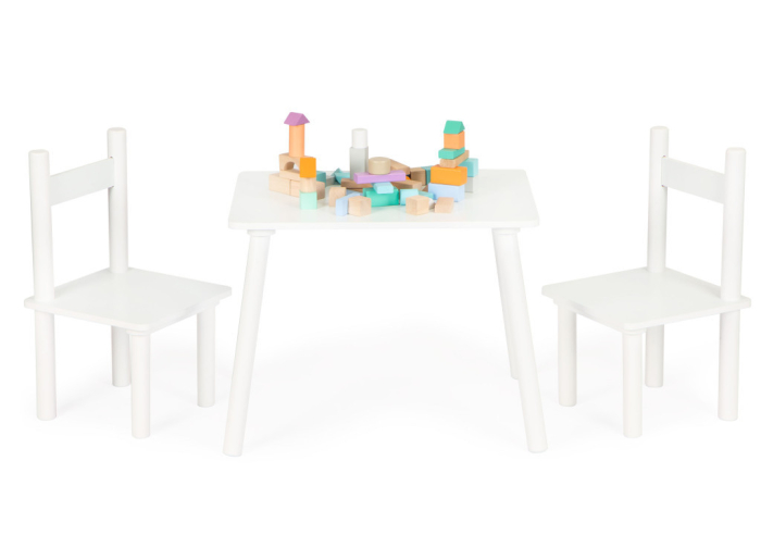 Homelux Masă din lemn pentru copii cu 2 scaune albe [3]
