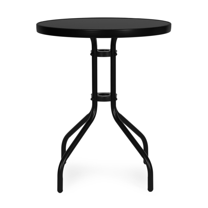 Homelux Masă rotundă de grădină cu cadru metalic 60 cm sticlă călită, negru [4]