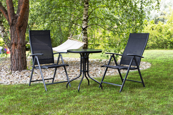 Homelux Masă rotundă de grădină din sticlă cu cadru metalic 80 cm [2]