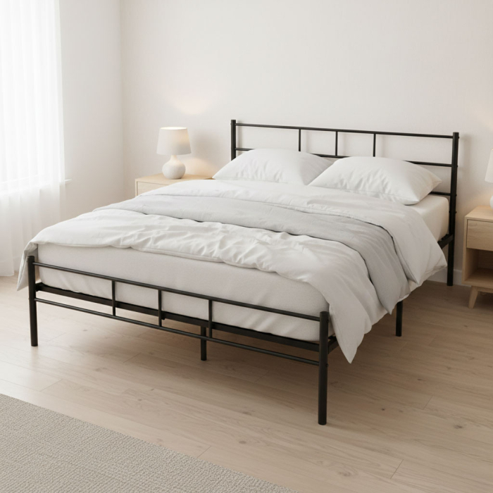 Homelux Metal cadru de pat dublu 140x200 cm negru [2]