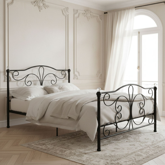 Homelux Metal cadru de pat dublu 140x200 cm negru [2]