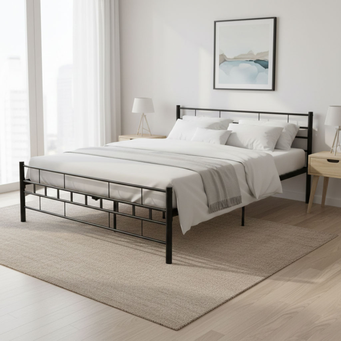 Homelux Metal cadru de pat dublu 140x200 cm negru [2]