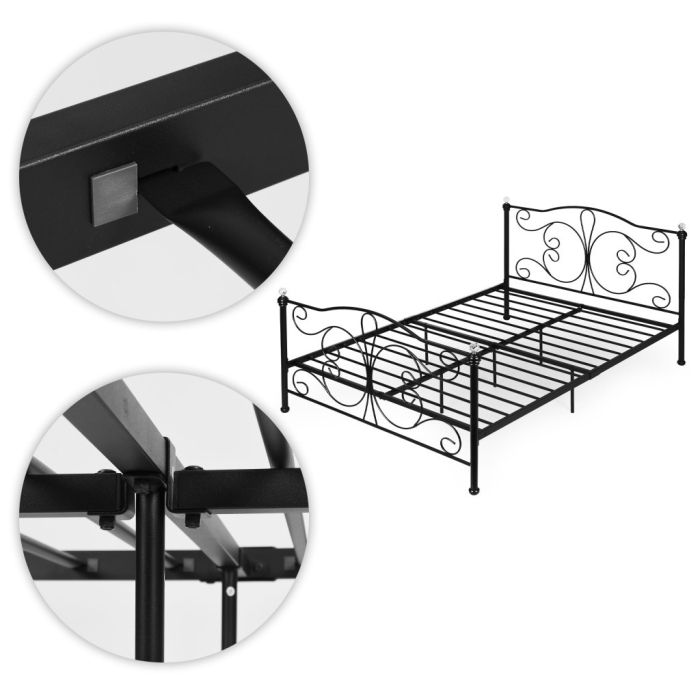 Homelux Metal cadru de pat dublu 140x200 cm negru [7]