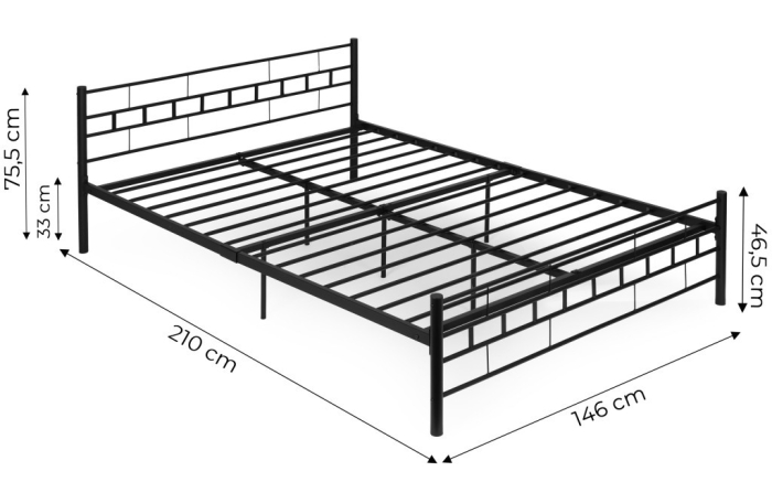 Homelux Metal cadru de pat dublu 140x200 cm negru [10]