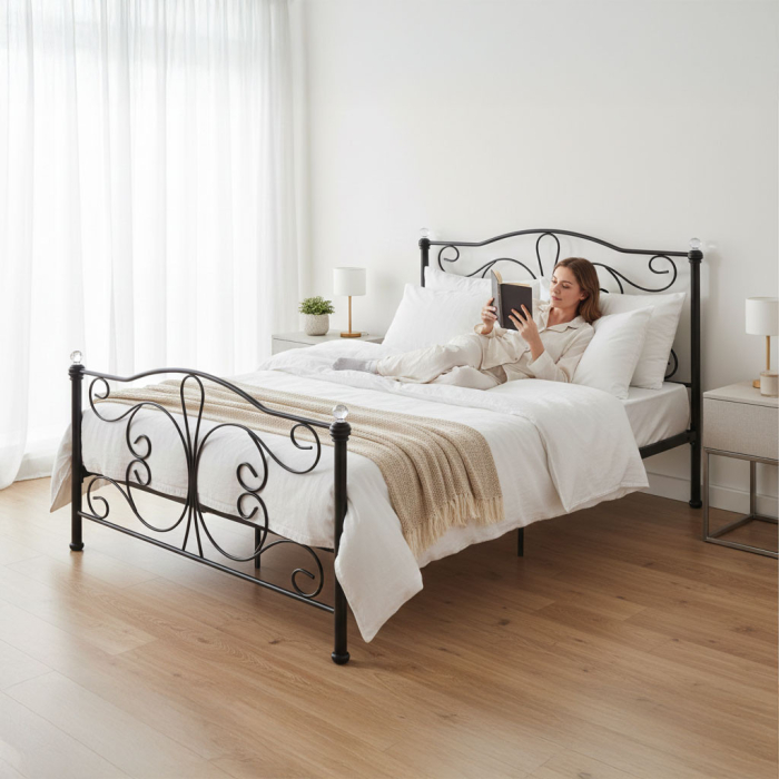 Homelux Metal cadru de pat dublu 160x200 cm negru [3]