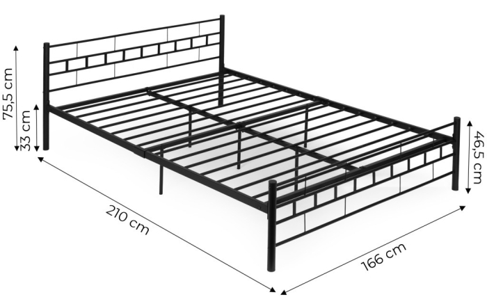 Homelux Metal cadru de pat dublu 160x200 cm negru [10]