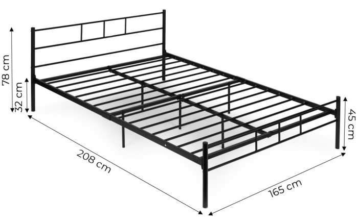 Homelux Metal cadru de pat dublu 160x200 cm negru [10]