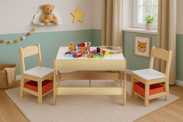 Homelux Mobilier pentru copii set masă 2 scaune cu tablă de cretă [9]