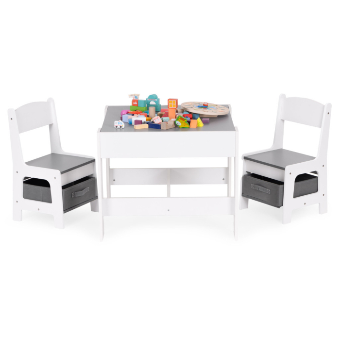 Homelux Mobilier pentru copii set masă 2 scaune cu tablă de cretă alb [3]