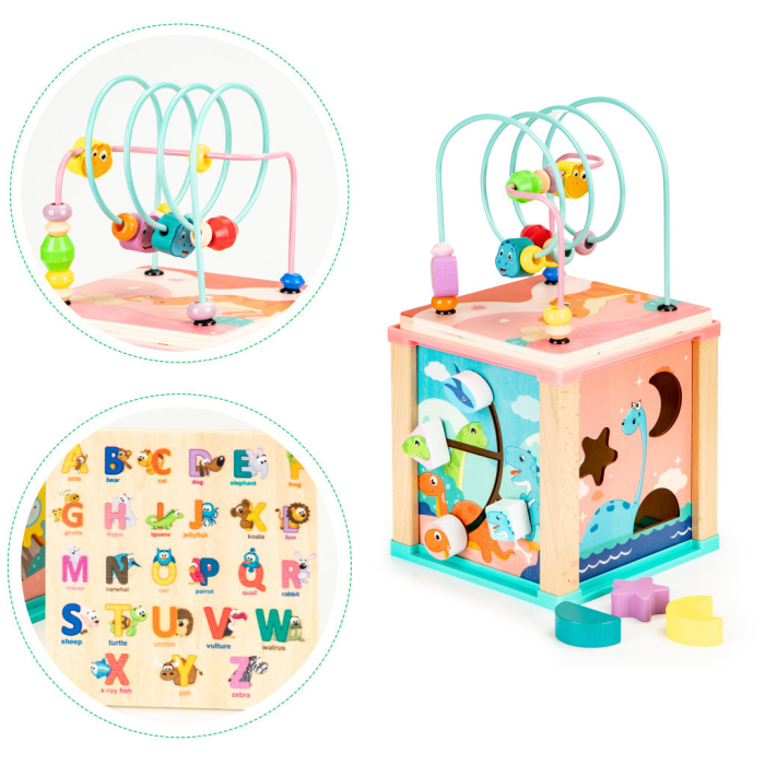 Homelux Montessori din lemn 5 în 1 joc de zaruri dinozaur [7]