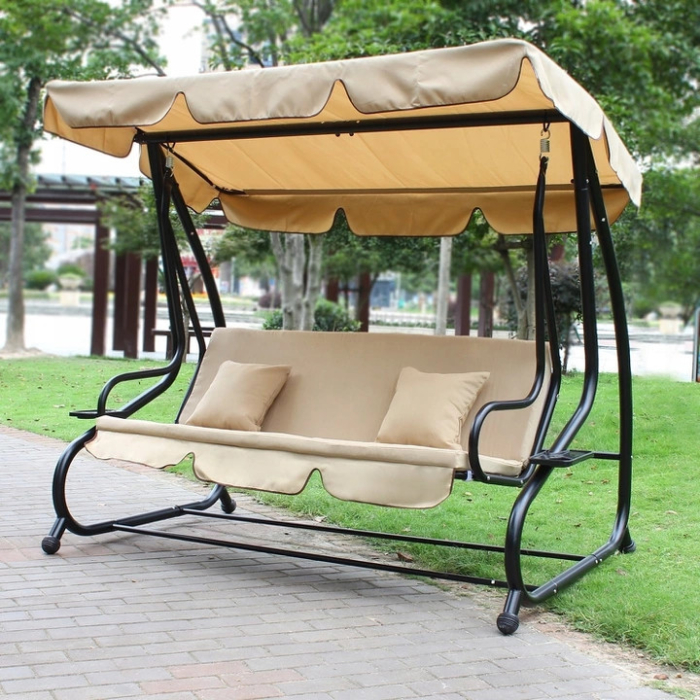 Homelux Pat balansoar de grădină convertibil bej [3]