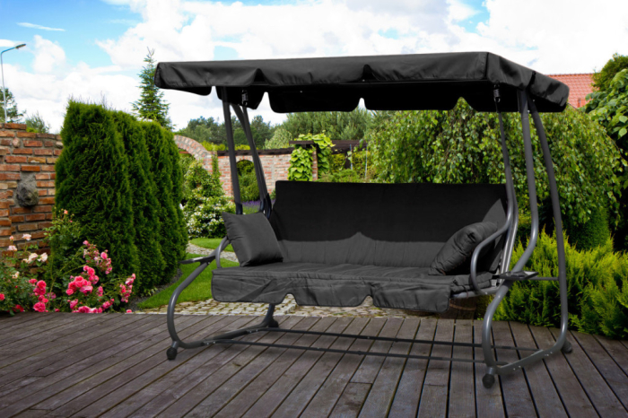 Homelux Pat balansoar de grădină convertibil gri [6]