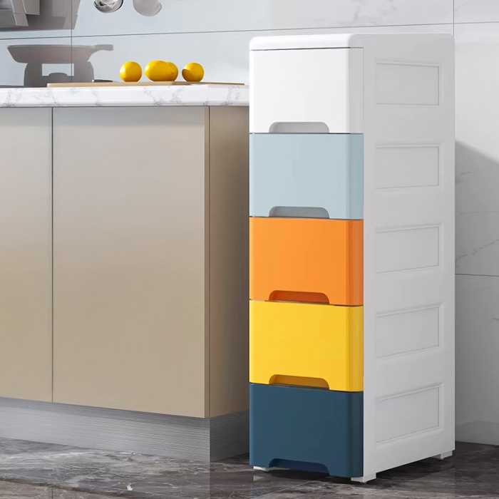 Homelux Raft extensibil cu 5 sertare și picioare cu roți multicolor [6]