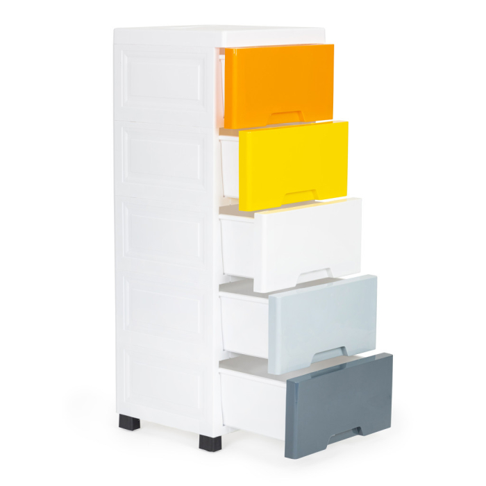 Homelux Raft extensibil cu 5 sertare și picioare cu roți multicolor [2]