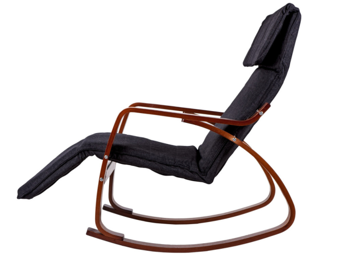 Homelux Scaun balansoar cu suport reglabil pentru picioare cu brațe din lemn [5]