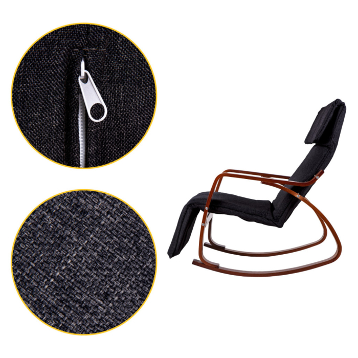 Homelux Scaun balansoar cu suport reglabil pentru picioare cu brațe din lemn [8]