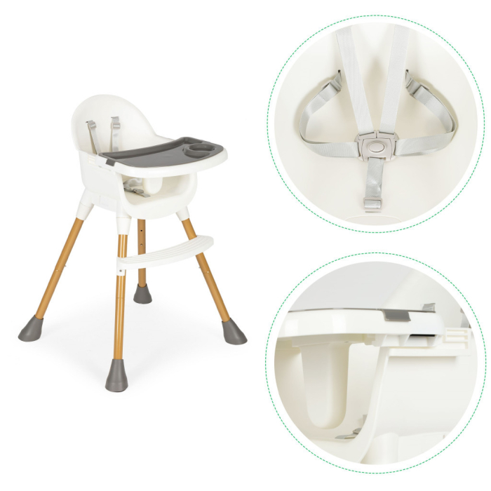 Homelux Scaun de hrănire cu tavă detașabilă alb [4]