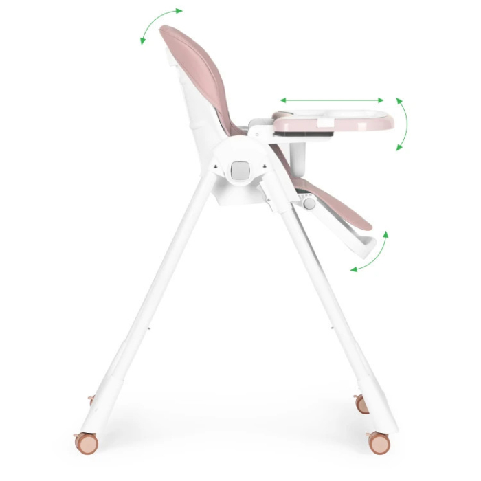 Homelux Scaun de hrănire înălțime reglabilă curele din piele ecologică tavă dublă roz [7]