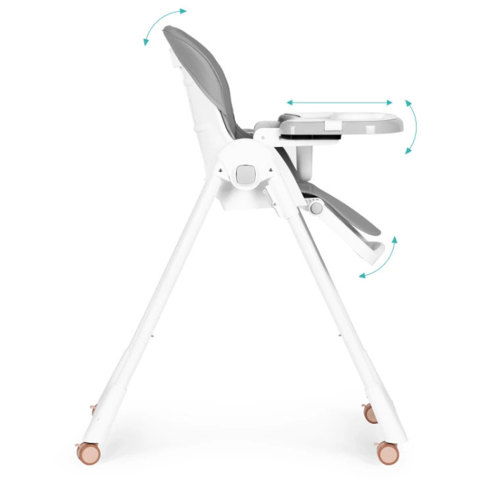 Homelux Scaun de hrănire reglabil în înălțime curele din piele ecologică tavă dublă gri închis [7]