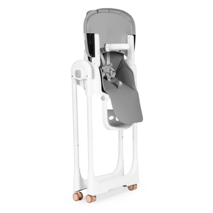 Homelux Scaun de hrănire reglabil în înălțime curele din piele ecologică tavă dublă gri închis [5]