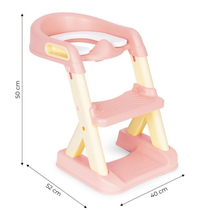 Homelux Scaun de toaletă cu trepte și scară roz [7]