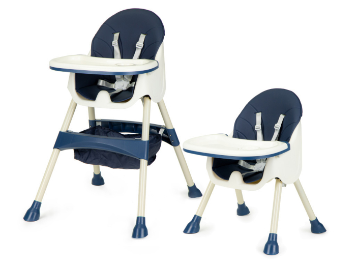 Homelux Scaun înalt 2 în 1 cu tavă detașabilă cu centuri în 5 puncte albastru azur [7]