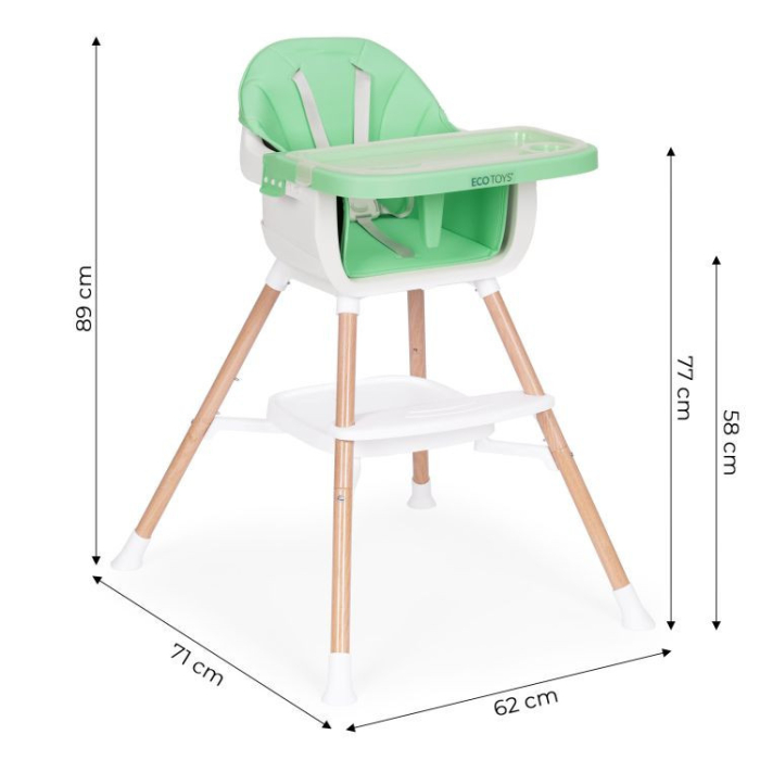 Homelux Scaun înalt pentru copii 2 în 1 verde [8]