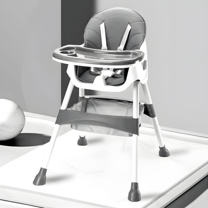 Homelux Scaun înalt pentru copii cu tavă și coș cu ham de siguranță în 5 puncte gri [2]