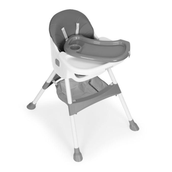 Homelux Scaun înalt pentru copii cu tavă și coș cu ham de siguranță în 5 puncte gri [7]