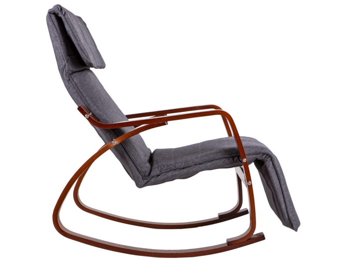 Homelux Scaun oscilant cu suport reglabil pentru picioare, cadru din lemn hazel - gri [7]