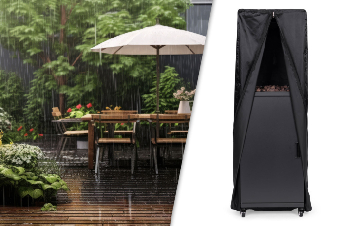 Homelux Șemineu mobil pe gaz pentru încălzirea terasei cu pietre vulcanice și capac de protecție 13 kW [4]