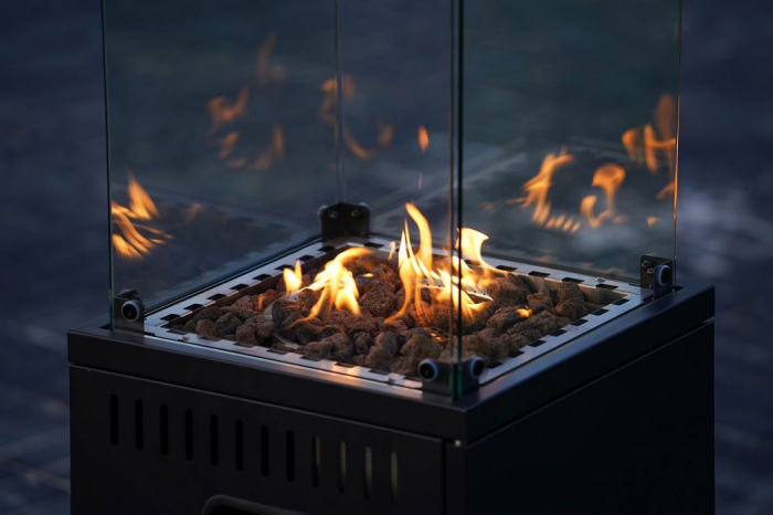 Homelux Șemineu mobil pe gaz pentru încălzirea terasei cu pietre vulcanice și capac de protecție 13 kW [2]